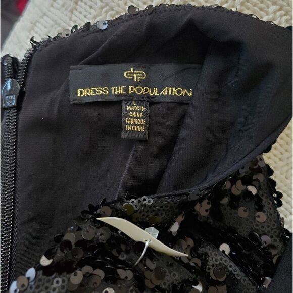 Dress the Population Lindsay Sequin Cheetah Sheath Dress size Large - NEW - Picture 12 of 13